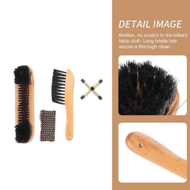 HAMPPLIES 1Set Pool Table Clean Set with Two Type Brushes and Metal Rack to Maintain Billiard Table Cloth