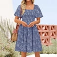 thumbnail image 5 of YuXingFu Plus Size Summer Dresses for Women Mid-Length Crew Neck Plus Size Womens Dress Short Sleeve Floral Casual Summer Navy M, 5 of 6