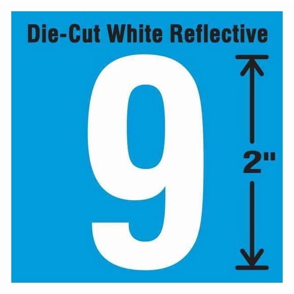 Stranco Die-Cut Refl. Number Label,9,2In H,PK5 DWR-2-9-5