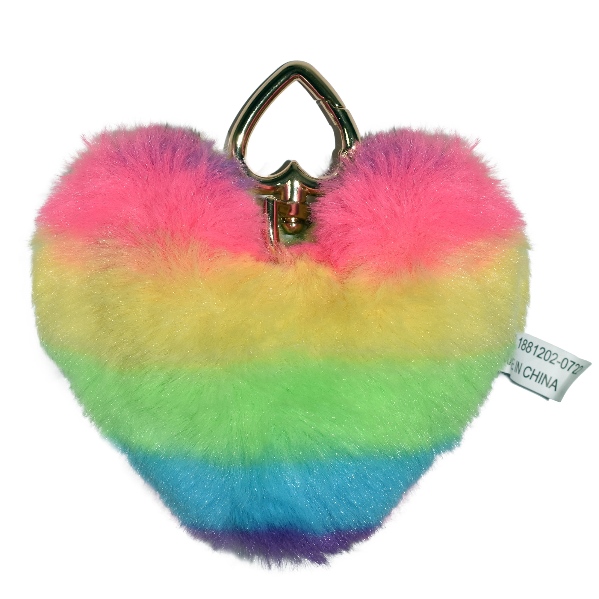 WAY TO CELEBRATE! Way To Celebrate Valentine's Day Faux Fur Rainbow Color Heart Key Chain, 1 Piece