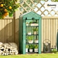 thumbnail image 2 of QRKD 4 Tier Mini Greenhouse with Screen Roof, 27.6" x 19.7" x 62.2", Portable Small Greenhouse with High Strength PE Cover, Roll-Up Zipper Door for Garden Yard Backyard, Green, 2 of 18
