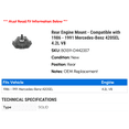 thumbnail image 2 of Rear Engine Mount - Compatible with 1986 - 1991 Mercedes-Benz 420SEL 4.2L V8 1987 1988 1989 1990, 2 of 2