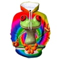 thumbnail image 3 of Sudadera con capucha con estampado 3D de ranas coloridas para hombre, sudadera con estampado divertido de animales, camisetas deportivas para exteriores, jerséis de calle de otoño, manga larga, 3 of 5