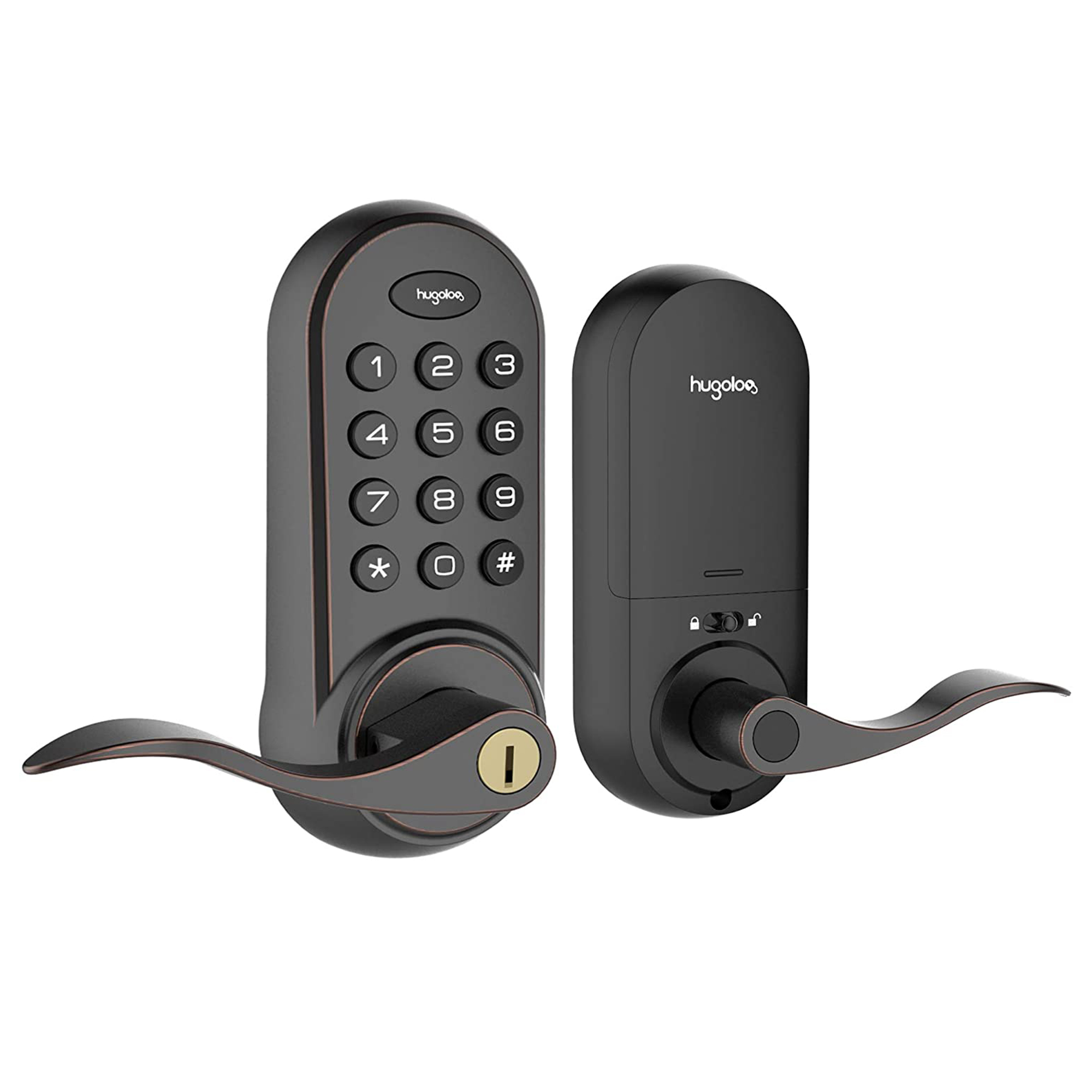 Hugolog Latchbolt Deadbolt Lock Electronic,Keyless Entry Door Lock
