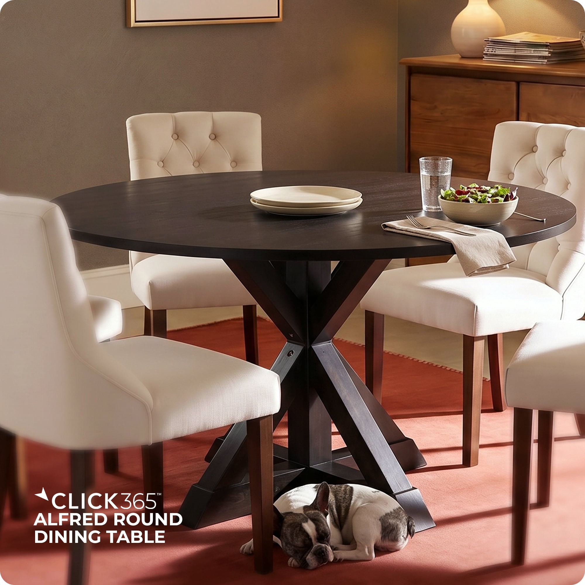 Finch Alfred Round Dining Table Rustic Dark Brown