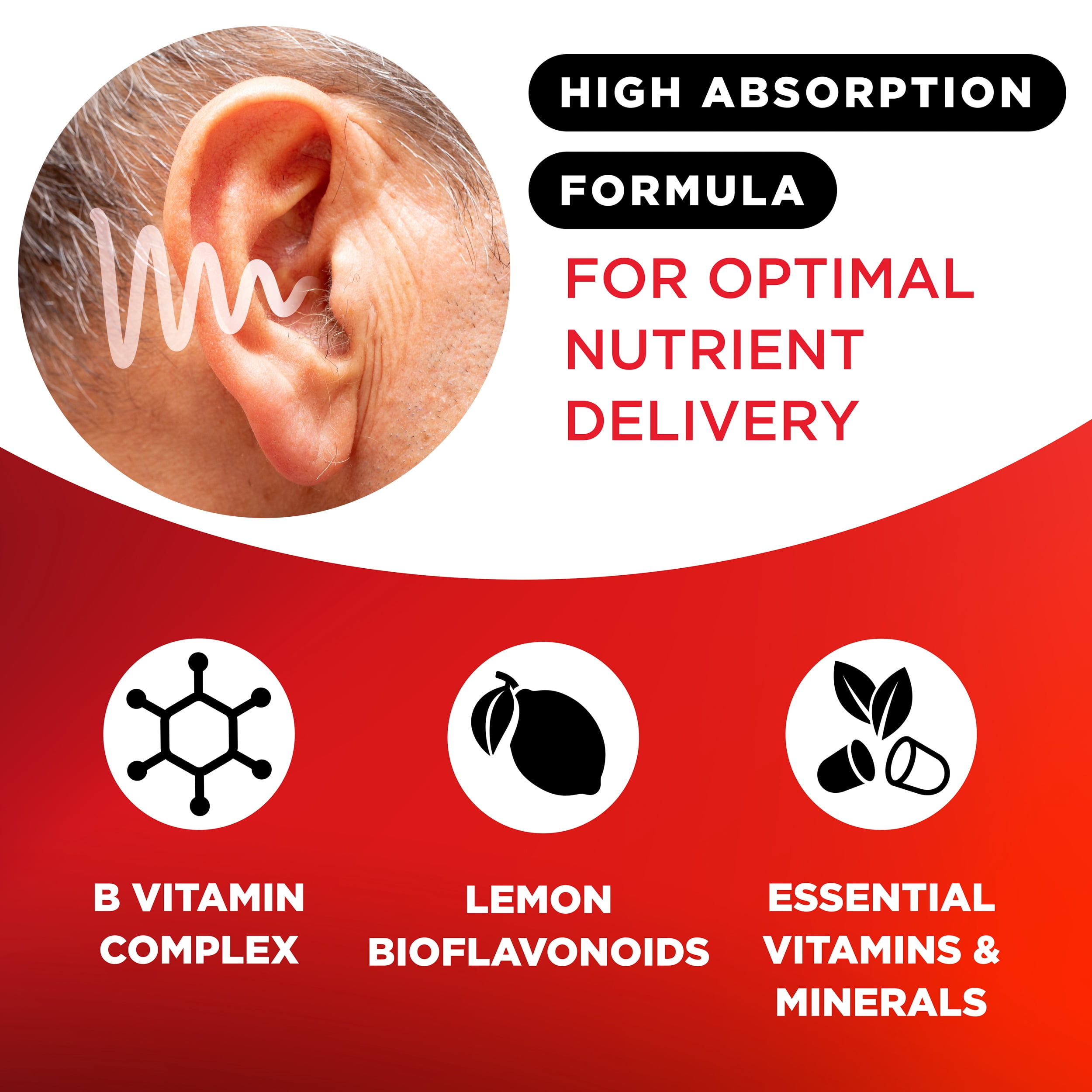 Lipo Flavonoid Ear Ringing - Doctor-Recommended for Ringing Ears – Clinically Proven Lemon Bioflavonoid Complex with Vitamins C, B1, B2, B6, B12, & Calcium - 500 Caplets