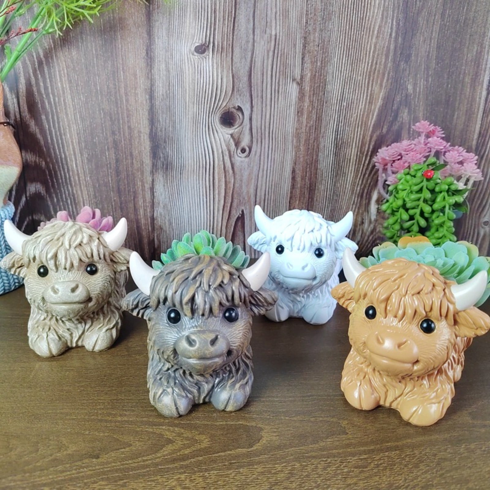 Cute Simulation Cattle Flower Pot Ornaments Planter,Gardening Micro Garden Decoration,Cattle Style Plant Pot,Fun Decorative Garden Pot for Living Room Bedroom Patio