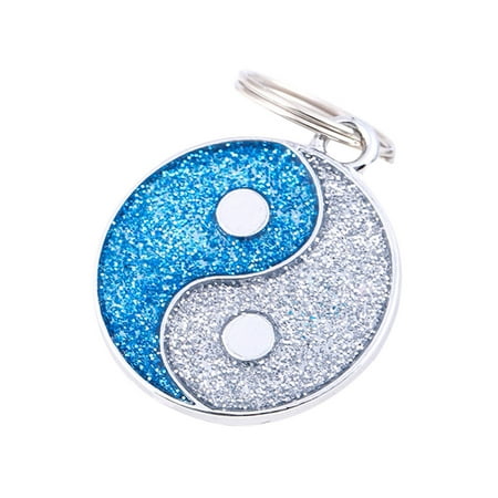 OutmaxHome Tai Chi Pattern Pet ID Tag  Diamond Dog Name Tag Necklace  Metal Engravable Pet Jewelry