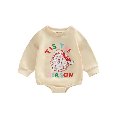 

Amuver Christmas Newborn Baby Girls Jumpsuits Santa Claus/ Coconut Tree Print Long Sleeves Romper for Infant Toddler