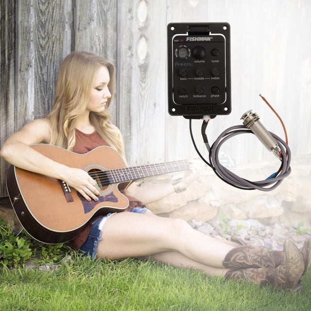 Preamplificador integrado para guitarra Ehuebsd sintonizador EQ pastilla piezoeléctrica ecualizador FISHMAN 201