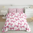 thumbnail image 2 of jejeloiu Lovely Bow Knot Queen Comforter Set,Pink Cartoon Loves Bedding Comforter Set For Girls Reversible 3-Piece, 2 of 8
