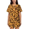 thumbnail image 1 of Balery Vintage Brown Plaid Sunflower Conjunto de Pijama para Mujer con Estampado, Dos Piezas de Manga Corta y Shorts, Ropa de Dormir Suave con Cuello Redondo y Bolsillos-X-Large, 1 of 6