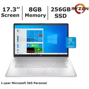 HP 17-CP0056 17.3" Touchscreen Laptop, AMD Ryzen3 3250U 2.6 GHz Processor, 8GB Memory, 256GB SSD; Wi-Fi 6 AX; Office 365 1 Year Subscription Included (Bundle)