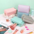 thumbnail image 4 of Bolsa de maquillaje Jexine Preppy de piel con cierre, resistente al agua, 6 unidades, 4 of 7