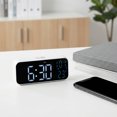 thumbnail image 2 of REGALWOVEN Small Dual Alarm Clock for Bedroom, Dimmable, DST, Snooze,12/24H, Alarms with Indoor Temperature, Decorate for Bedroom 6.7 x 2.4 x 1.2 inch White Blue, 2 of 7