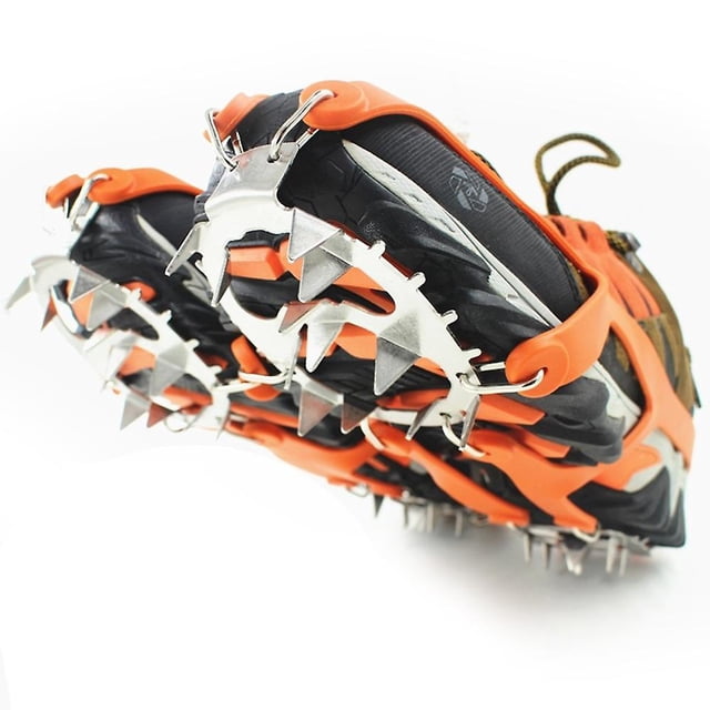 Crampones de acero inoxidable de 18 dientes para exteriores, cubierta para zapatos de nieve y hielo, garra para nieve, pesca en hielo, cadena para zapatos de ciudad, para caminar en invierno
