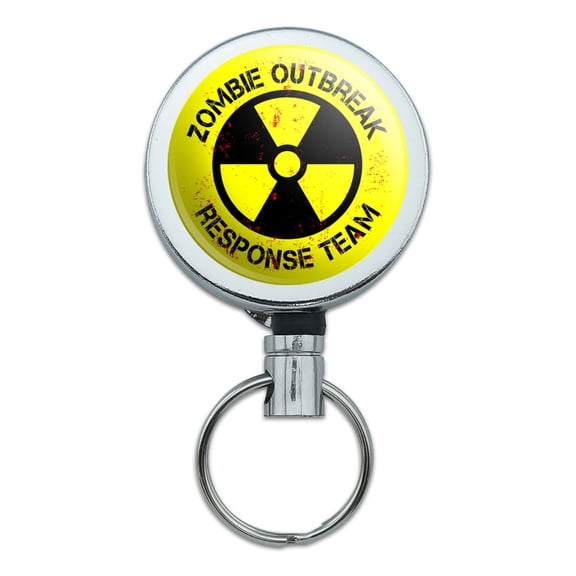 Zombie Outbreak Response Team Radiation Symbol Retractable Belt Clip Badge Key Holder