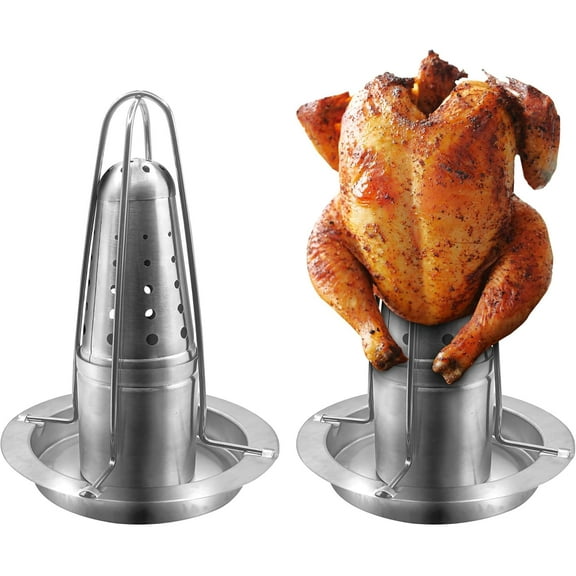 2 Sets Beer Can Chicken Holder for Grill and Smoker, Stainless Steel Beer Chicken Stand for Whole Chicken Roaster, Chicken Rack for Tender and Juicy Chicken Turkey