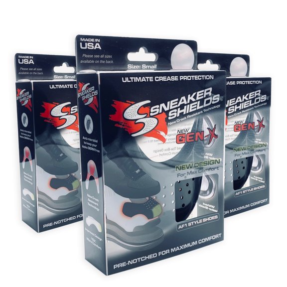 Original Gen-X Sneaker Shields, Adult Sneaker Shoe Crease Preventer, Black, Large (Pair of 3)