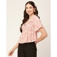 thumbnail image 4 of Moomaya Printed Peplum Top For Women Peter Pan Collar Flutter Sleeves Summer Top, 4 of 8