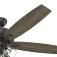thumbnail image 5 of Hunter 60 inch Indoor Ceiling Fan with LED Lights - Ceiling Fan with Pull Chain, For Bedroom or Living Room, Standard Mount, No Remote, 5 Blades, Includes Bulbs - Dondra 52349, Noble Bronze, 5 of 12