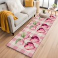 thumbnail image 2 of Spring Cherry Runner Rugs 2x6 ft Sweet Pink Plaid Linen Texture Washable Hallway Rugs Non-Slip Floor Mats Absorbent Carpet Bedside Runners for Bedroom Kitchen Bathroom Laundry Room, 2 of 9