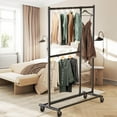 thumbnail image 3 of SimpleHouseware Dual Bar Adjustable Clothing Garment Rack, 72-inch Height, Black, 3 of 5
