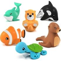 Tub Works Mold Free No Hole Bath Toys, 6 Pack, Rainforest