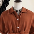thumbnail image 7 of FYDUU Toddler Girl Summer Casual Dress Girls Summer Casual Dress Short Sleeve Button Front Pleated Waist A-Line Solid Color Dresses 7-8 Years, 7 of 7
