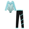 thumbnail image 4 of Jizyo Kids Girls Shiny Gymnastics Jumpsuit Rhinestone Dance Leotard Ballet Mesh Bodysuit with Ice Blue Green 6, 4 of 7