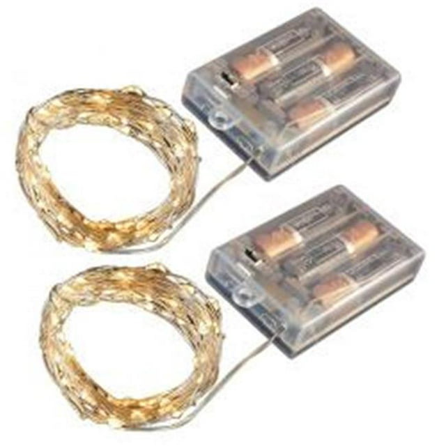 JH Specialties 67402 Battery Operated LED Waterproof Mini String Lights With Timer Amber, Set of 2