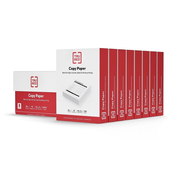 Staples TRU RED 8.5" x 11" Copy Paper 20 lbs. 92 Brightness 500 Sheets/Ream TR59702/4045