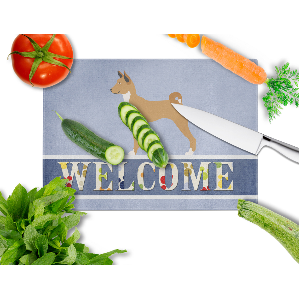 Caroline's Treasures Telomian Welcome Glass Cutting Board Large