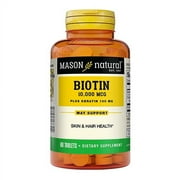 Mason Natural Biotin Plus Keratin 10,000 Mcg Tablets, 60 Ea