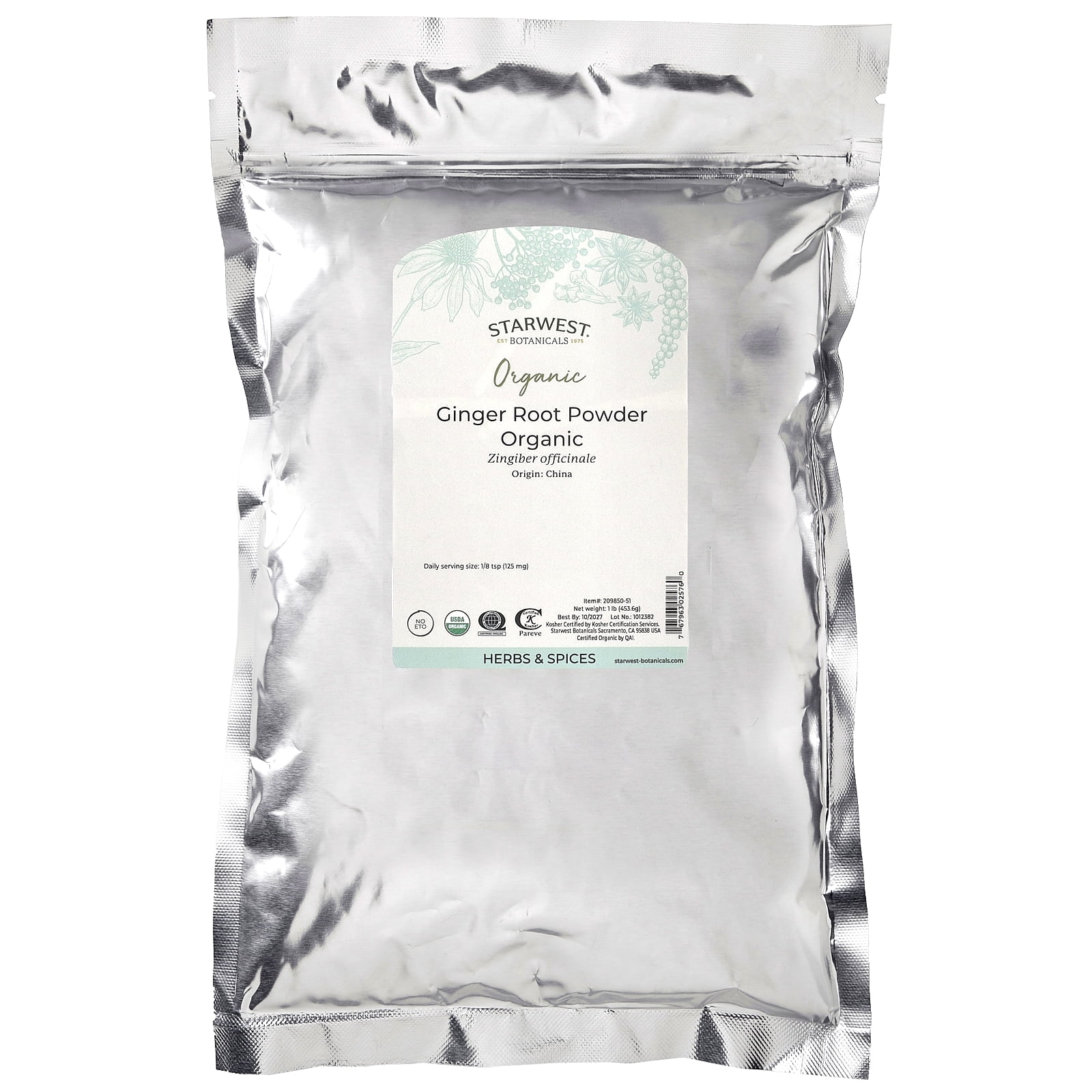 Starwest Botanicals Organic Ginger Root Powder 1 lbs Powder