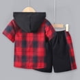 thumbnail image 3 of Boys Outfit Sets 2Pcs Flannel Plaid Shirt and Pants Set Hoodie Sweatsuit for Summer Kids Clothes, 3 of 6