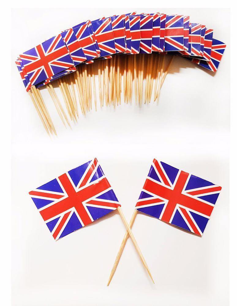 200 x Union Jack Sandwich Flags Picks 70mm Great idea for the Royal Wedding 