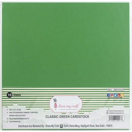 UPC: 0194186009473 | Dress My Craft Smooth Cardstock 250gsm 12 X12  10/Pkg-Classic Green