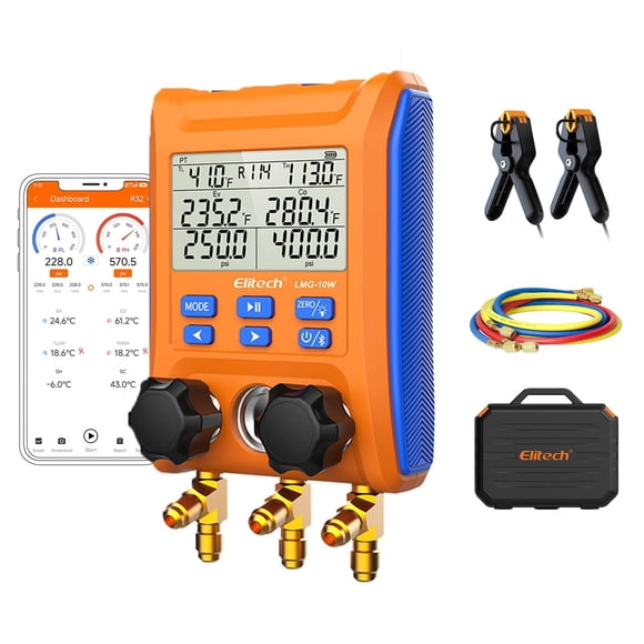 Conjunto de manómetros digitales inalámbricos Elitech LMG-10W HVAC