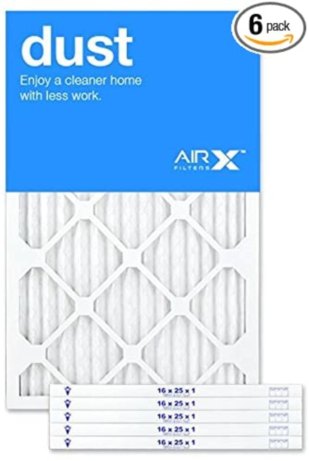 6-Pk AIRx Filters Dust 15x25x1 Air Filter Replacement Pleated MERV 8 