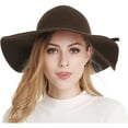 thumbnail image 4 of Women's Vintage Wide Brim Wool Ribbon Band Floppy Hat Felt Fedora Hat, 4 of 4