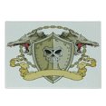 thumbnail image 1 of Dragon Cutting Board, Skull on Knights Shield with Dragon Heads and Scroll Medieval Warrior Myth, Decorative Tempered Glass Cutting and Serving Board, Small Size, Yellow White, by Ambesonne, 1 of 1