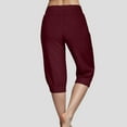 thumbnail image 6 of TANGQIOP Women'S Causal Pants Clothes Knit 3/4 Length Slim Elasticized High Waisted Drawstring Pocket Athletic Solid Color Capris Wine XXL, 6 of 6