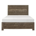 thumbnail image 3 of Rustic Panel Design Wooden Queen Size Bed with Block Legs Support, Brown- Saltoro Sherpi, 3 of 4