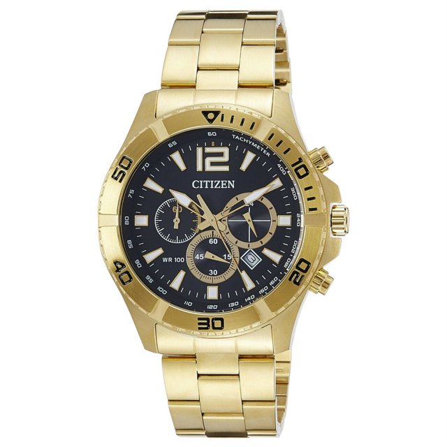 Citizen AN8122-51E Reloj cronógrafo para hombre con esfera negra y tono dorado Citizen AN8122-51E