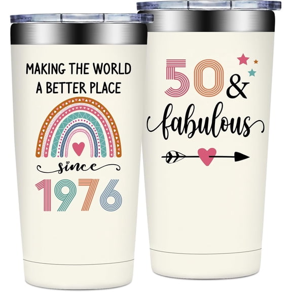 50th Birthday Gifts for Her - 1976 50th Birthday Decorations for Women - Turning 50 Year Old Gifts for Women - Tumbler 20 oz