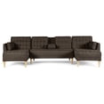 thumbnail image 2 of Sala Modular Doble Chaise Makora Boyd con Memory Foam y Respaldo Ajustable Lino Chocolate, 2 of 8