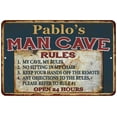 thumbnail image 1 of Pablo's Man Cave Rules Chic Rustic Green Sign Home 8 x 12 High Gloss Metal 208120049244, 1 of 1