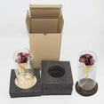 thumbnail image 5 of Valentine‘s Day Artificial Gold Foil Rose Flower and LED Night Light String In Glass Dome On Wooden Base (Battery Not Included), 5 of 5