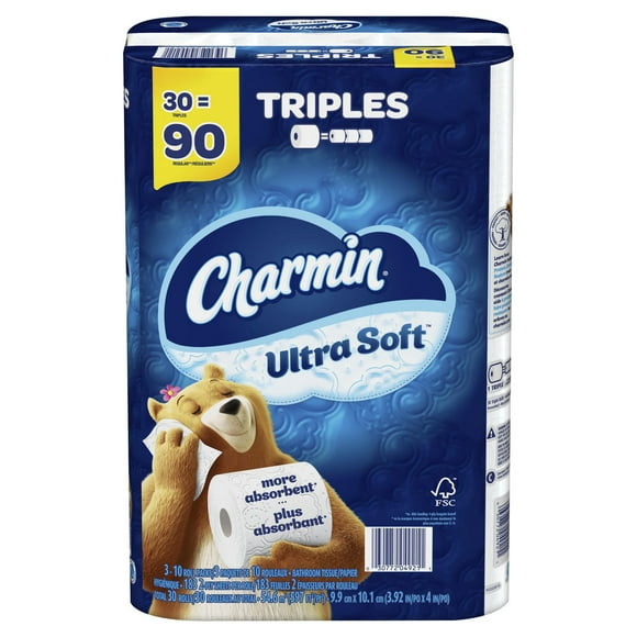 Charmin Ultra Soft Toilet Paper, 30 Triple Rolls